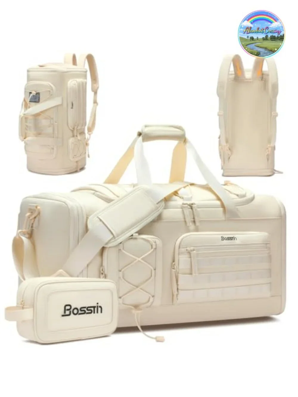 Expandable 45L Gym Bag Water Resistant Nylon Travel Duffle with Shoe Compartment